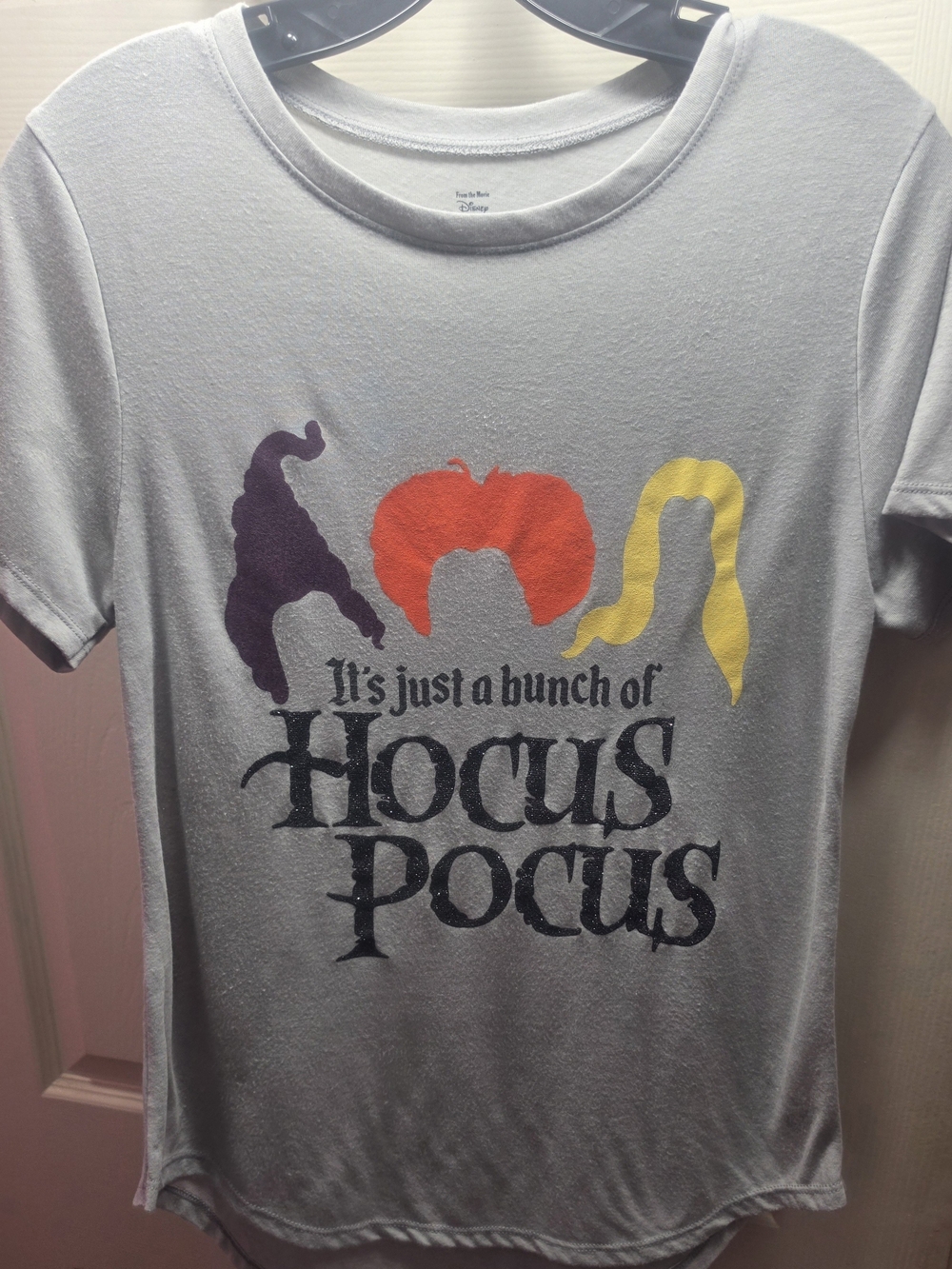 Disney Gray Hocus Pocus Graphic Tee with Purple Orange Yellow Accents
